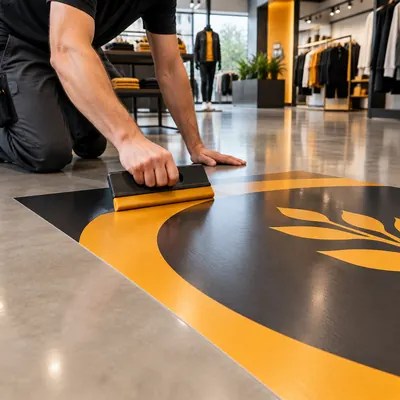 Floor Graphics & Decals — Non-slip vinyl floor graphics, murals, and event decals that turn floors into messaging.